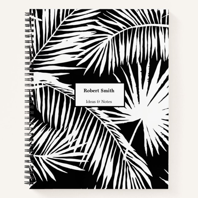 Black and White Palm Tree Design Notebook (Front)