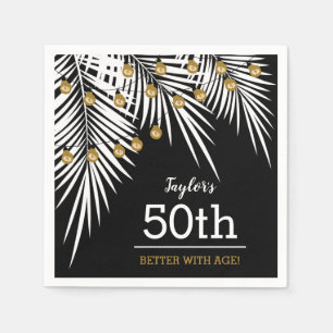 Black and White Palms 50th Birthday Party Napkin