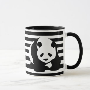 Black and White Panda and Stripes Mug