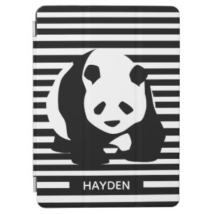Black and White Panda and Stripes Personalised iPad Air Cover