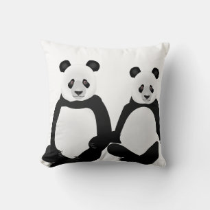Black and White Panda Bear and Cubs Cushion