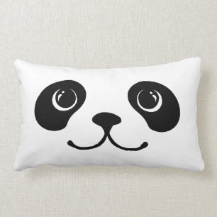 Black And White Panda Cute Animal Face Design Lumbar Cushion