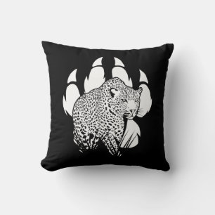 Black and White Panther Footprint Graphic Design Cushion