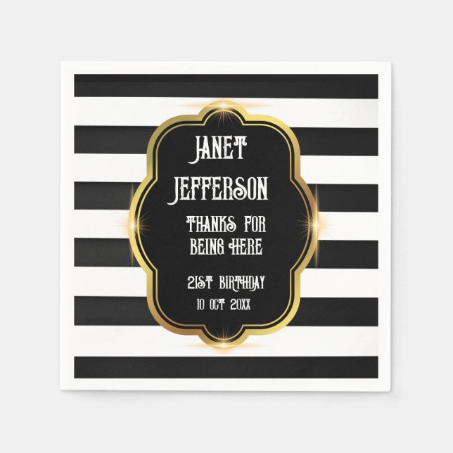 Black and White Paper Napkin (Front)