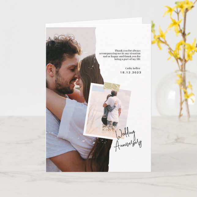 Black and White Paper Wedding Anniversary Card (Yellow Flower)