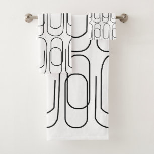 Black and White Paperclip Pattern Bath Towel Set
