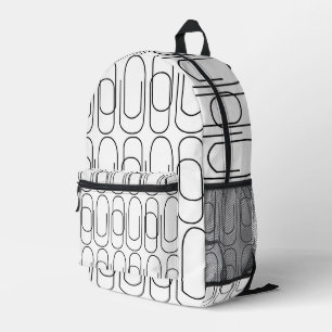 Black and White Paperclip Pattern Printed Backpack