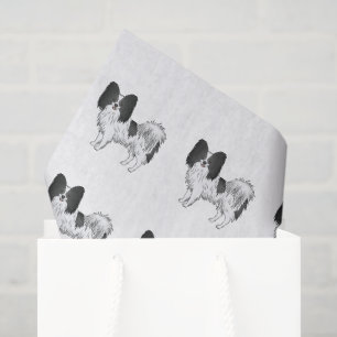 Black And White Papillon Cute Cartoon Dog Pattern Tissue Paper