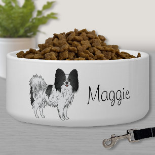 Black And White Papillon Cute Dog With Custom Text