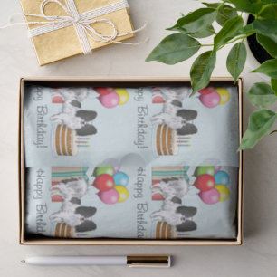 Black And White Papillon Dog Colourful Birthday Tissue Paper