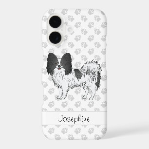 Black And White Papillon With Paws And Custom Name
