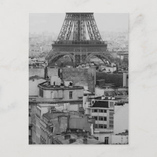 Black and White Paris Aerial view Postcard