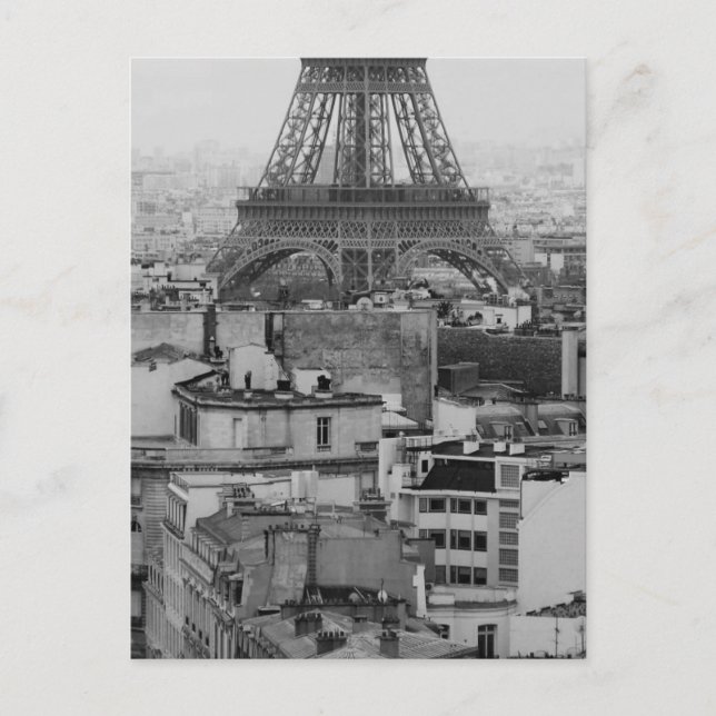 Black and White Paris Aerial view Postcard (Front)