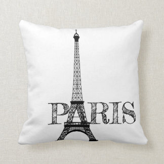 Black and White Paris Eiffel Tower Cushion