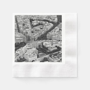 Black and White Paris France Aerial View Napkin
