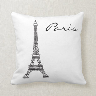Black and White Paris Landmark Cushion