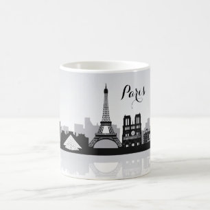 Black and White Paris Skyline Coffee Mug