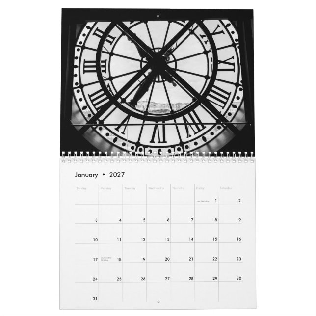 Black and White Parisian Home Decor Calendar (Jan 2027)