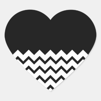 Black and White. Part Zig Zag, Part Plain Black. Heart Sticker