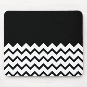 Black and White. Part Zig Zag, Part Plain Black. Mouse Pad