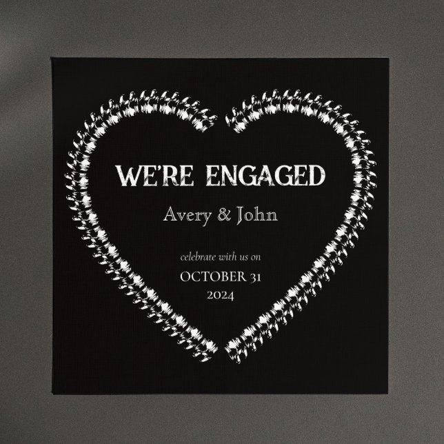 Black and White Party Gothic Engagement Invitation (Creator Uploaded)