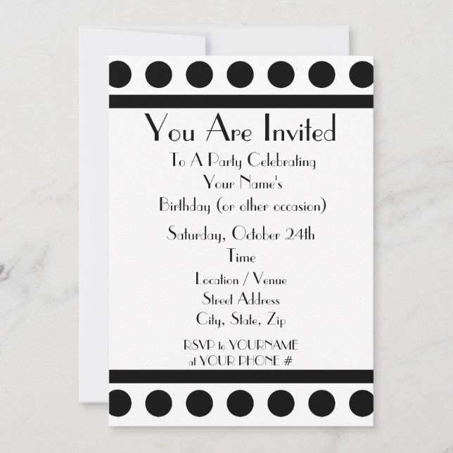 Black and White Party Invitation (Front)