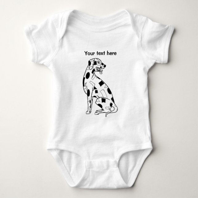 Black and white Patchwork Dalmatian Baby Bodysuit (Front)