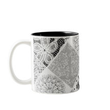Black and white Patchwork Lace Coffee Mug