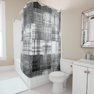 Black and White Patchwork Quilt Texture Pattern Shower Curtain