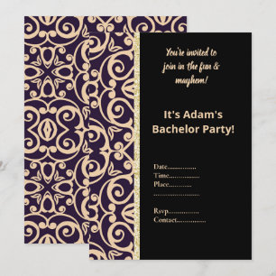 BLACK AND WHITE PATTERN BACHELOR PARTY INVITE
