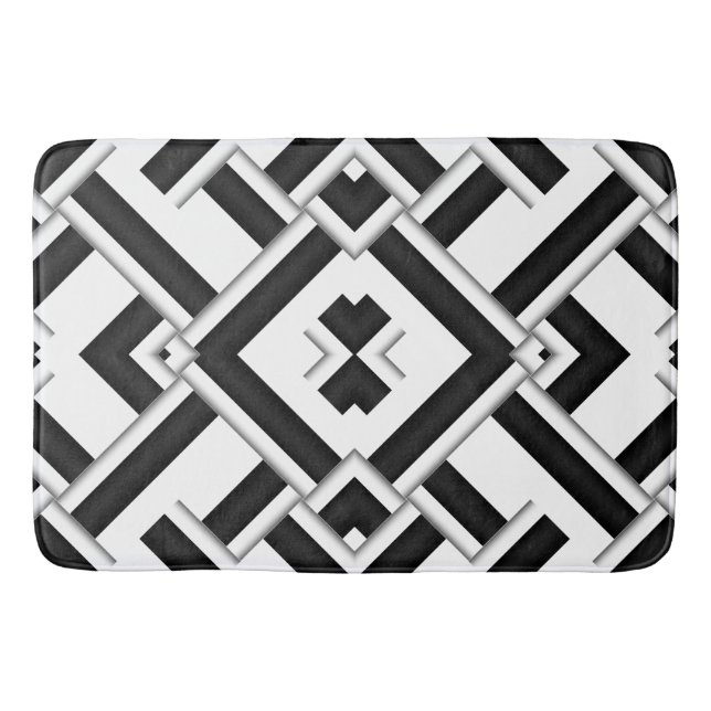 Black and White Pattern Bath Mat (Front)