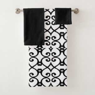 Black and White Pattern Bath Towels
