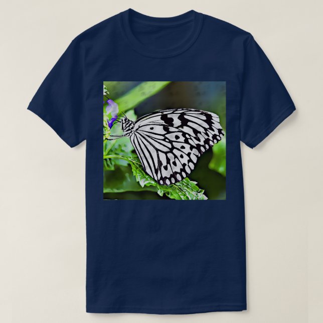 Black and White Pattern Butterfly T-Shirt (Design Front)