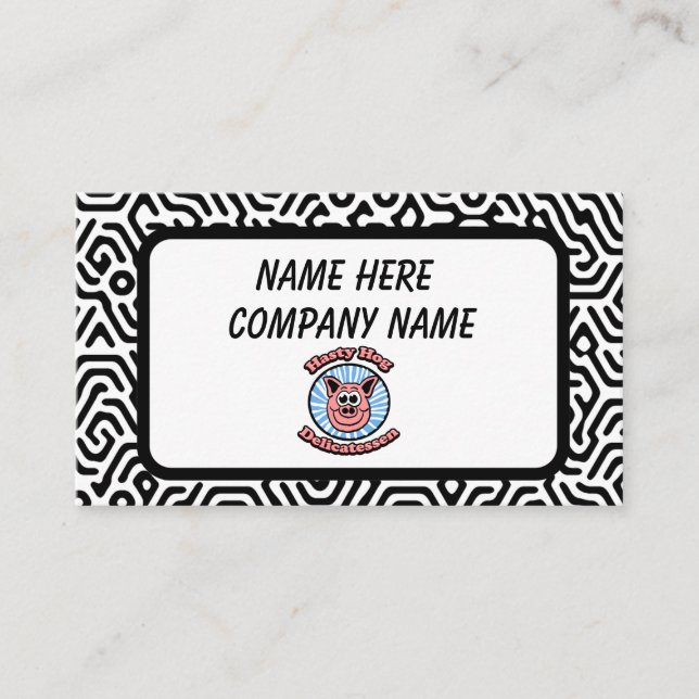 Black and White Pattern Customisable  Business Card (Front)