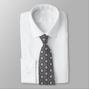 Black and White Pattern Geometric Men's Tie