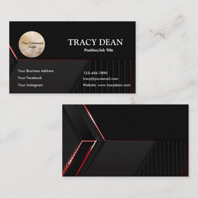 Black and White Pattern Modern Professional Business Card (Front/Back)