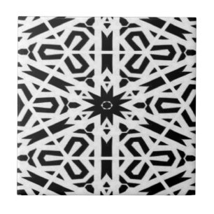 Black and white pattern on ceramic tile