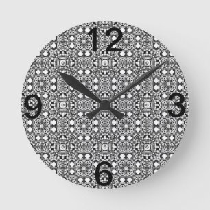 Black And White Pattern Round Clock