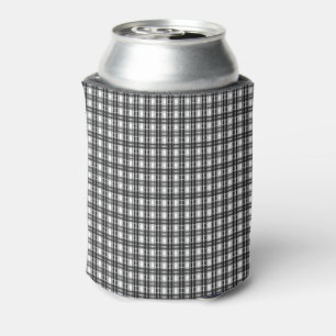 Black and white pattern Tartan geometry chequered Can Cooler