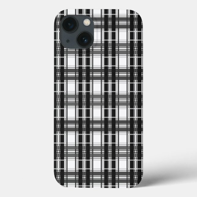 Black and white pattern Tartan geometry chequered Case-Mate iPhone Case (Back)