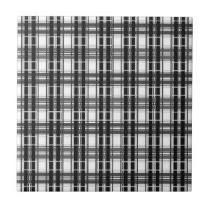 Black and white pattern Tartan geometry chequered Ceramic Tile