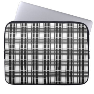 Black and white pattern Tartan geometry chequered Laptop Sleeve