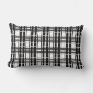 Black and white pattern Tartan geometry chequered Lumbar Cushion