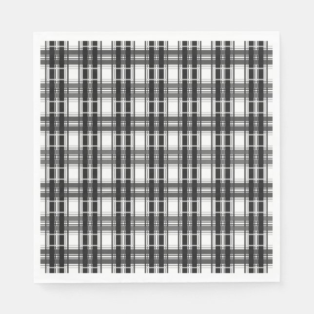 Black and white pattern Tartan geometry chequered Napkin (Front)