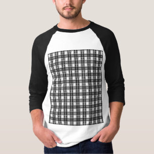 Black and white pattern Tartan geometry chequered T-Shirt