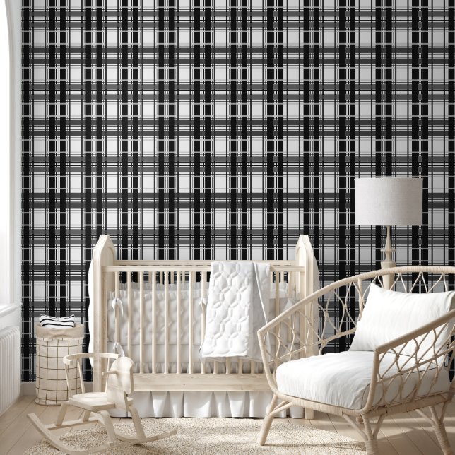 Black and white pattern Tartan geometry chequered Wallpaper (Kids)