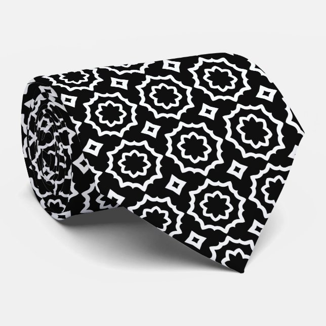 Black and White Pattern  Tie (Rolled)
