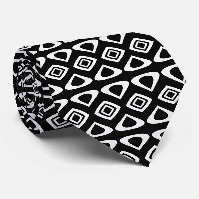 Black and White Pattern Tie (Rolled)