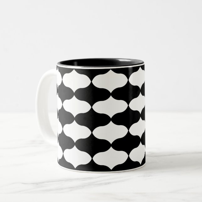 Black and White Pattern Two-Tone Coffee Mug (Front Left)