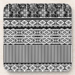 Black and white pattern with lace and patchwork coaster